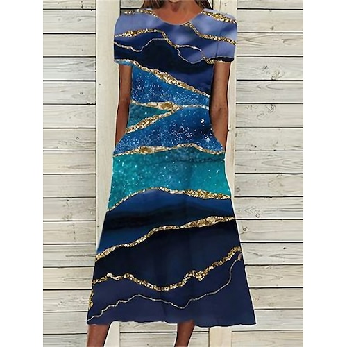 

Dame Afslappet påklædning Sommerkjole Print kjole Blomstret Sommerfugl Lomme Trykt mønster Rund hals Midikjole Mode Gade udendørs Daglig Kortærmet Løstsiddende Sort Lyserød Blå Forår Sommer S M L XL