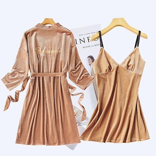 

nachthemd verdickt gold samt langer bademantel winter party pyjamas rot hochzeit brautjungfer hochzeit morgengewand weibliche braut