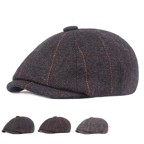 

Herre Baret Newsboy Hat Tweed kasket Sort Brun Uldet Gade Stilfuld 1920'ernes mode udendørs Daglig I-byen-tøj Grafiske tryk Varm