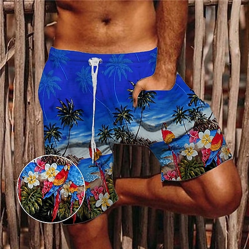 

Homens Calção Shorts de verão Shorts de praia Shorts de malha Shorts largos Bolsos Com Cordão Cintura elástica Coqueiro Estampas Abstratas Conforto Respirável Curto Casual Diário Feriado Misto de