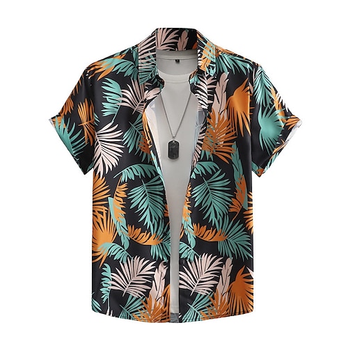 

Homens Camisa Social Camisa havaiana Floral Estampas Abstratas Aberto para a Lateral Preto / Branco Preto Branco Laranja Rua Casual Manga Curta Botão para baixo Imprimir Roupa Tropical Esportes Roupa