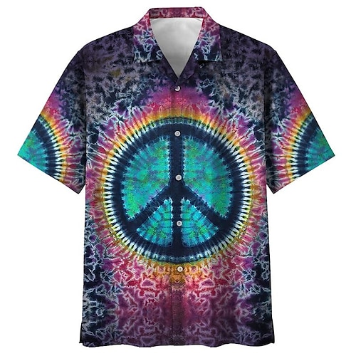 

Hombre Camisa camisa hawaiana Tie-dye símbolo Estampados Cuello Vuelto Azul Piscina Calle Casual Mangas cortas Abotonar Estampado Ropa Tropical Moda Hawaiano Design