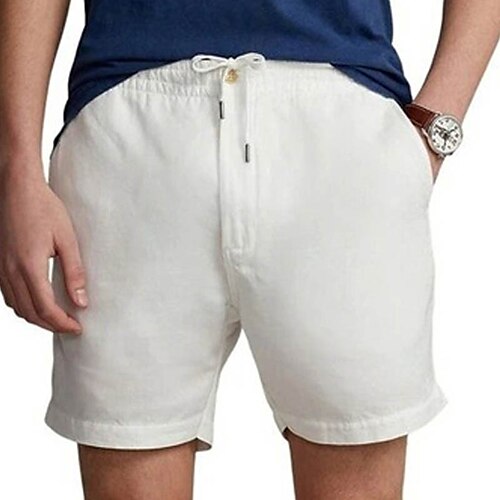 

Hombre Pantalón corto Pantalones cortos de lino Pantalones cortos de verano Pantalones cortos de playa Correa Cintura elástica Plano Comodidad Transpirable Exterior Diario Noche Mezcla Lino / Algodón