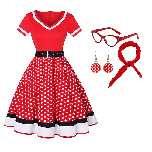 

Audrey Hepburn 1950s Vintage inspiriert Barbiecore Flare-Kleid Damen Kostüm Jahrgang Cosplay Verabredung Party Abend Festival Mittag Kleid