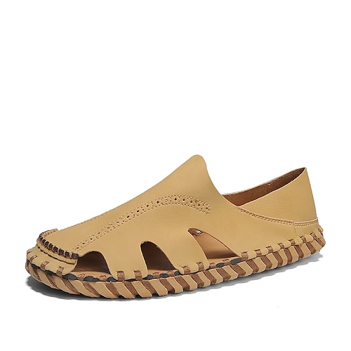 

Hombre Sandalias Sandalias planas Casual Estilo playero Diario Zapatos de Paseo PU Transpirable Botines / Hasta el Tobillo Almendra Negro Beige Verano