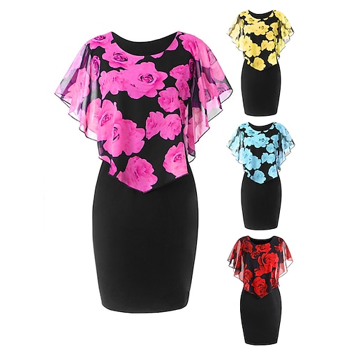 

Per donna Plus Size Vestito da festa Floreale Girocollo Stampa Senza maniche Primavera Estate Vintage Elegante Mini abito Formale Ufficio Vestito