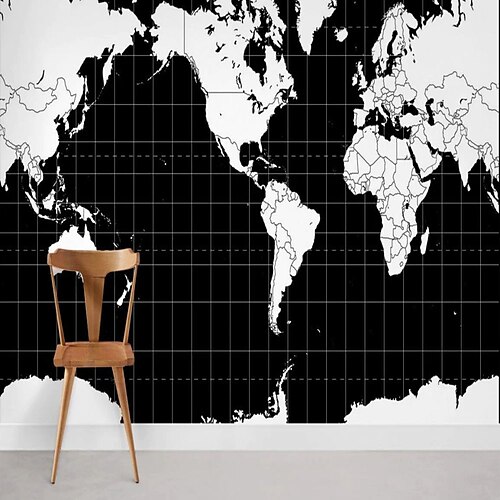 

World Map Wallpaper Mural Wall Covering Sticker Peel and Stick Removable PVC/Vinyl Material Self Adhesive/Adhesive Required Wall Decor for Living Room Kitchen Bathroom