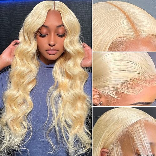 

blonde blonder frontparykker menneskehår body wave 13x4 613 hd blonder frontal parykk menneskehår 10a brasiliansk jomfru menneskehår parykker for kvinner forhåndsplukket blekede knuter med babyhår