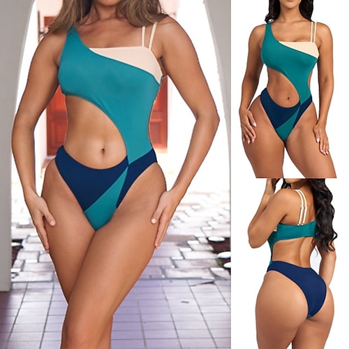 

Maillots de Bain Une pièce Maillot de bain Femme Découpé Imprimé Bloc de couleur Normal Maillots de bain Sportif Eté