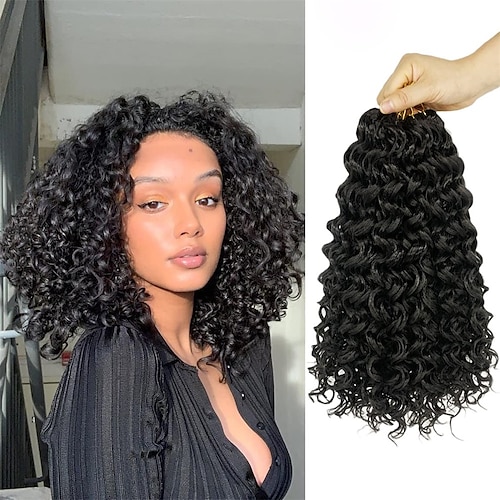 

cabelo de crochê 12 polegadas 8 pacotes gogo curl cabelo de crochê cacheado de praia extensões de cabelo de crochê onda do mar cabelo de crochê para mulheres negras