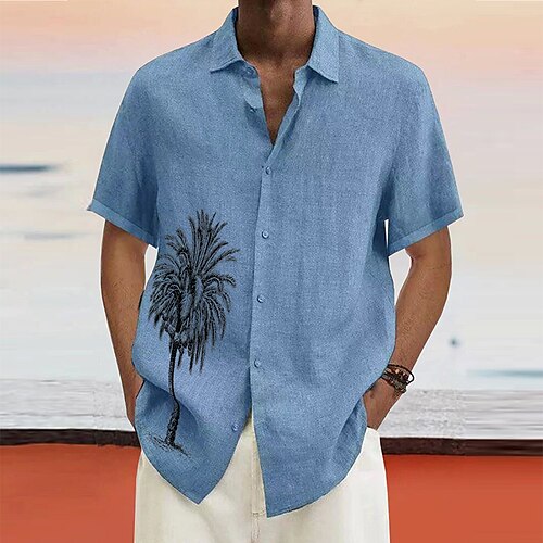 

Per uomo camicia di lino Camicia estiva Camicia da spiaggia Bianco Rosa Blu Manica corta Albero Collo ripiegabile Estate Informale Giornaliero Abbigliamento Stampa