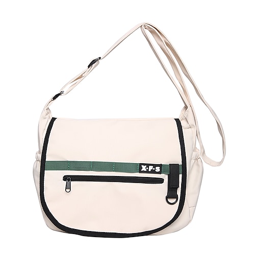 

Per donna Borsa a tracolla Borsa in tela Nylon Shopping Giornaliero Cerniera Massima capacità Fantasia geometrica Nero Bianco