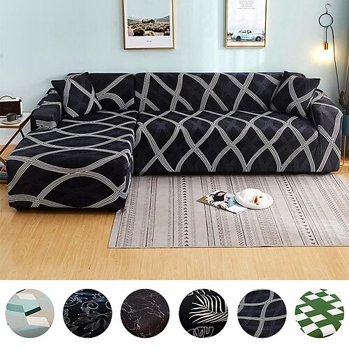 

housse de canapé extensible housse boho housse de canapé sectionnelle élastique pour fauteuil causeuse 4 ou 3 places en forme de l chaise longue protecteur de canapé anti-poussière