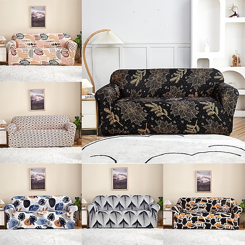 

Stretch Sofa Cover Slipcover Elastic Sectional Couch Cover Flower for Armchair Loveseat 4 or 3 seater L shape Chaise Lounge for Living Room Dust-Proof Couch Protector