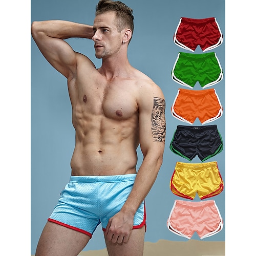 

Men's Swim Shorts Swim Trunks Board Shorts Beach Shorts Workout Shorts Mesh Elastic Waist Color Block Breathable Quick Dry Short Sports Beach Running Stylish Sporty Pink / pink Wine red / Winered