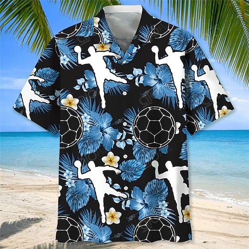 

Homens Camisa Social Camisa havaiana Floral Futebol Americano Estampas Abstratas Aberto para a Lateral Azul Casual Feriado Manga Curta Botão para baixo Imprimir Roupa Tropical Moda Havaiana Macia