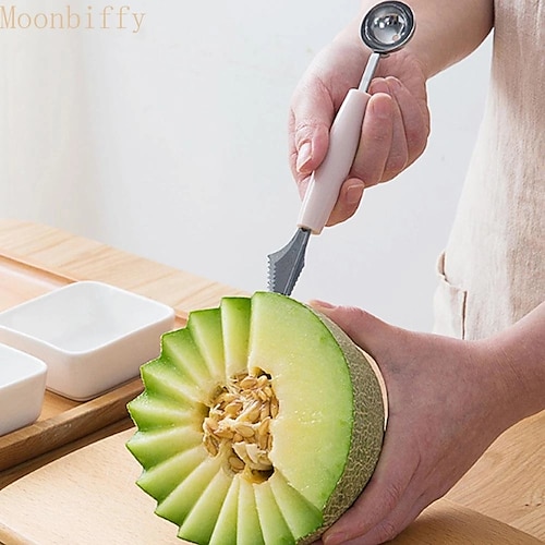 

accessori per la cucina coltello da intaglio in acciaio inossidabile a doppia testa frutta anguria gelato baller paletta pile cucchiaio gadget per la casa