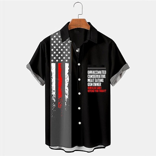 

Men's Shirt Summer Hawaiian Shirt Graphic Prints National Flag Turndown Black Outdoor Street Short Sleeves Button-Down Print Clothing Apparel Sports Fashion Streetwear Designer