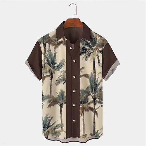 

Hombre Camisa camisa hawaiana Árbol de coco Estampados Cuello Vuelto Albaricoque Exterior Calle Mangas cortas Abotonar Estampado Ropa Tropical Moda Hawaiano Design