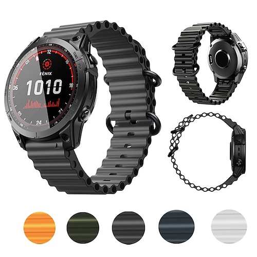 

Smartwatch-Band für Garmin Fenix 7 Sapphire Solar / 6 Pro / 5 Plus Veranstaltungsort 2 Silikon Smartwatch Gurt Wasserfest Luxus Verstellbar Ozean-Band Ersatz Armband