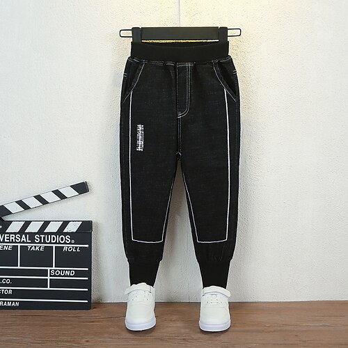 

Bambino Da ragazzo Pantaloni I pantaloni Tasche Tinta unica Alfabetico Comfort Pantaloni Scuola Di tendenza Giornaliero Nero Vita media