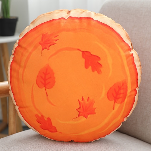 

Plush Seat Cushion with Leaf Print Round Chair Cushion Office Cushion Soft Decorative Cushion