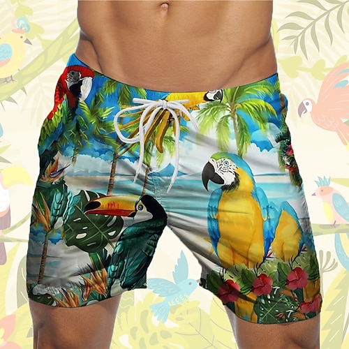 

Herre Surfeshorts Badeshorts Sommershorts Strandshorts Snorer med mesh fôr Elastisk midje Grafisk Dyr Fugl Pustende Hurtigtørkende Kort Avslappet Daglig Ferie Bohem Hawaiisk Blå Lilla Mikroelastisk