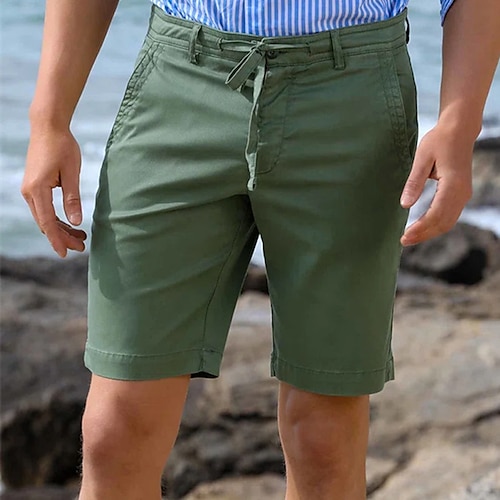 

Men's Shorts Linen Shorts Summer Shorts Beach Shorts Pocket Plain Breathable Soft Short Casual Daily Holiday Linen / Cotton Blend Fashion Streetwear ArmyGreen Inelastic