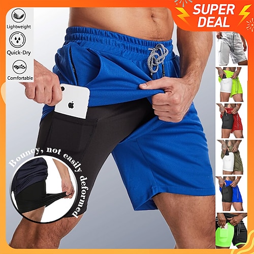 

Men's Running Shorts Gym Shorts Drawstring Side Pockets Shorts Athletic Athleisure Spandex Breathable Soft Quick Dry Yoga Fitness Running Sportswear Activewear Camouflage Dark Grey fluorescent green