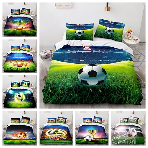 

Fußball-Bettwäsche-Set, Twin-Size-Jungen, Weltmeisterschaft, Sport-Bettbezug-Set für Jugend, Teenshobby-Aktivität, Bettdecke, europäischer Fußball, Sport, Bettdecke, Wettkampfspiele, Teamarbeit,