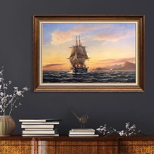 

pintura a óleo artesanal lona decoração da arte da parede clássico europeu cenário de barco à vela paisagem para decoração de casa rolou sem moldura pintura não esticada