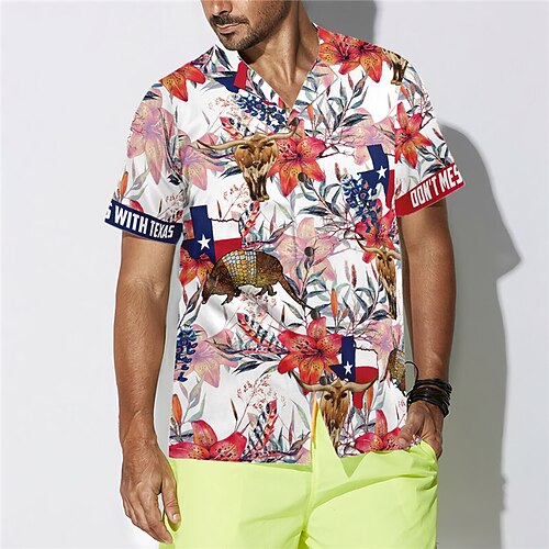 

Homme Chemise Chemise hawaïenne Drapeau Floral Imprimés Photos Col rabattu Rouge Casual Vacances Manche Courte Bouton bas Imprimer Vêtement Tenue Tropique Mode Vêtement de rue Hawaïen