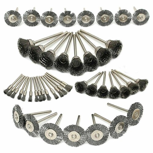 

45-teiliges Set aus Drahtbürsten-Metall-Entrostungsrad mit Griff Drahtradstange Flachkupferdrahtrad T-förmige Polierbürste Rostentfernung