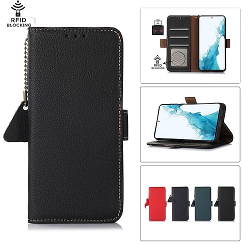 

Phone Case For Samsung Galaxy Wallet Case S23 S22 S21 S20 Plus Ultra A73 A53 A33 A72 A52 A42 A32 A22 Wallet Anti-theft With Card Holder Solid Colored Genuine Leather