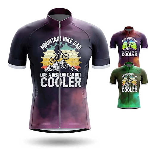

21Grams Herre Cykeltrøje Kortærmet Cykel T-shirt Toppe med 3 baglommer Bjerg Cykling Vej Cykling Åndbart Svedtransporende Hurtigtørrende Refleksbånd Sort Lilla Grøn Polyester Sport Tøj