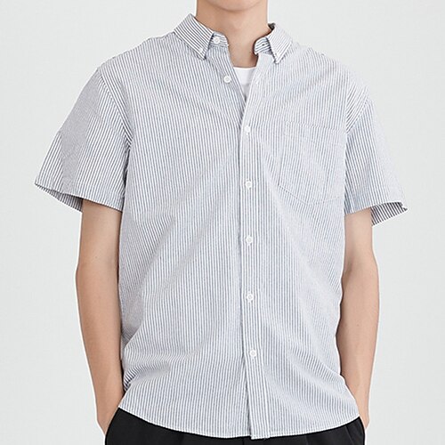

Per uomo Camicia Camicia con bottoni Camicia estiva Maglietta informale Blu Viola Grigio Manica corta A strisce Colletto italiano visibile Ufficio Giornaliero Tasche Abbigliamento Di tendenza