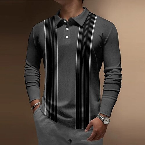 

Per uomo POLO Camicia da golf Golf A strisce Stampe astratte Collo ripiegabile Grigio Esterno Strada Manica lunga Bottone giù Stampa Abbigliamento Di tendenza Streetwear Originale Morbido