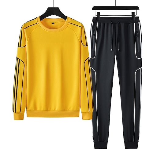 

Hombre Sudadera Tracksuit Negro Blanco Amarillo Gris Cuello Barco Rayas Correa 2 Piezas Deporte Noche Ropa de calle Ropa deportiva Casual Verano Primavera Otoño Ropa Sudaderas con capucha Sudaderas