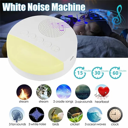 

Máquina de ruído branco instrumento de sono assistido para bebês terapia do sono aparelho de música Máquina de ruído branco 20 sons suaves para insônia do bebê quarto de casa