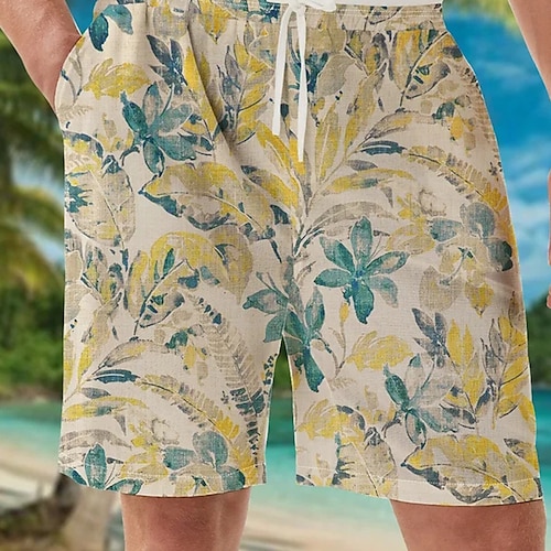 

Homme Surf Boardshort short de bain Short d'été Short de plage Cordon Taille elastique Impression 3D Graphic Feuille Respirable Doux Court Casual du quotidien Vacances Vêtement de rue Hawaïen Jaune