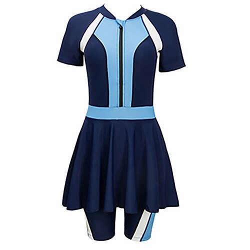 

moda ruffles costumi da bagno donna plus size costumi da bagno sportivi tuta intera femminile surf immersioni snorkeling manica corta tutina estate abbigliamento da spiaggia colore patchwork m-5xl