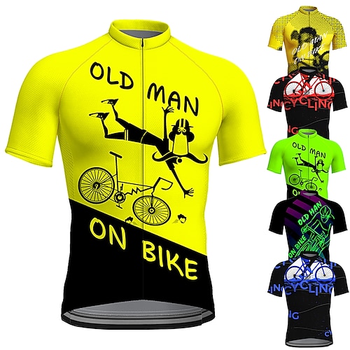 

21Grams Men's Cycling Jersey Short Sleeve Bike Top with 3 Rear Pockets Mountain Bike MTB Road Bike Cycling Breathable Quick Dry Moisture Wicking Reflective Strips Black / Orange Black Yellow Graphic