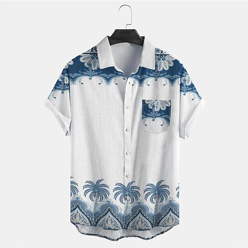 

Hombre Camisa camisa hawaiana Árbol de coco Estampados Cuello Vuelto Blanco Exterior Calle Mangas cortas Abotonar Estampado Ropa Tropical Moda Hawaiano Design