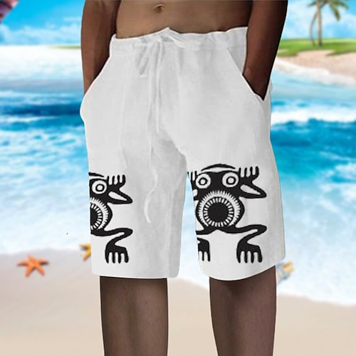 

Homens Calção Shorts de praia Shorts largos Com Cordão Cintura elástica Imprimir Gráfico Animal Respirável Macio Curto Casual Diário Feriado Moda Boho Branco Azul Micro-Elástica