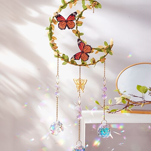 

1PC Moon Butterfly Sun Catcher Crystal Pendant Garden Decoration