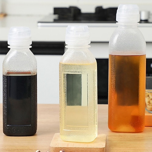 

cucina plastica condimento urlo vaso di olio riempito con salsa di soia bottiglia di aceto spremere bottiglia di salsa spremere serbatoio dell'olio bottiglia di spremere bottiglia di olio