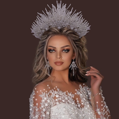 

Crown Tiaras Legering Bryllup Kirke Brude fancy Med Imiterte Perler Akryl Juveler Hodeplagg Hodeplagg