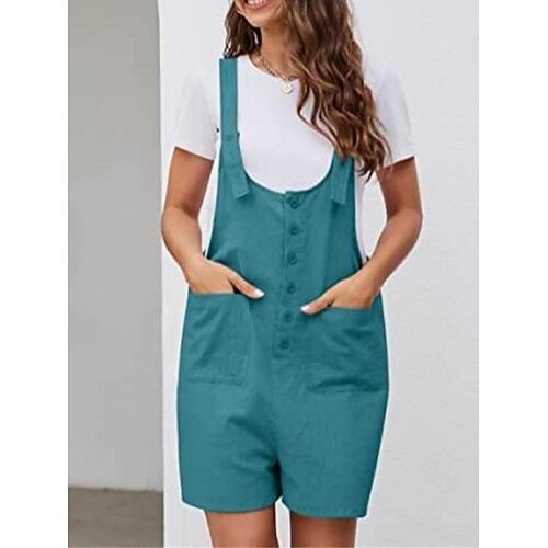 

Damen Latzhose Taste Tasche Feste Farbe U-Ausschnitt Basic Brautkleider schlicht Täglich Urlaub Regular Fit Ärmellos Schwarz Armeegrün Rote S M L XL Frühling