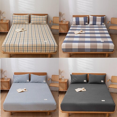 

New Fashion Printing Four Seasons Universal Solid Color Muji Style Fitted Sheet Sheet Bed cover