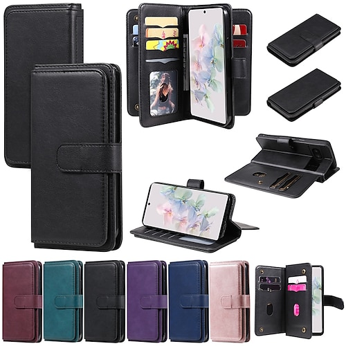 

teléfono Funda Para Google Tarjetas billetera Píxel 7/7Pro / 6/6Pro Ranuras para tarjetas Flip magnético Caballete Color sólido TPU Cuero de PU